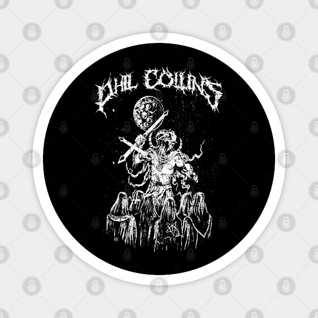 Phil Collins Black Metal Style Magnet by Approved